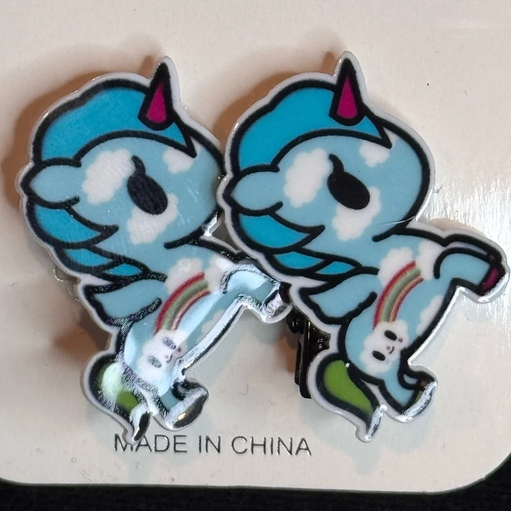 Set of 2 Unicorn Hair Clips Blue